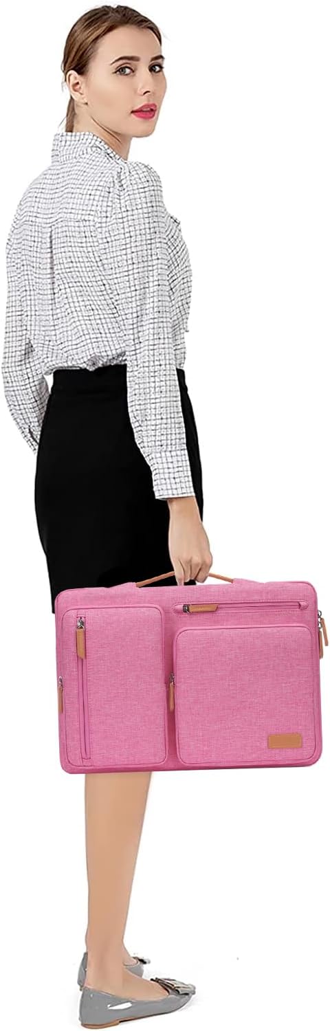 MOSISO 360 Protective Laptop Case 13.3 inch, 13-13.3 inch Laptop Sleeve Compatible with MacBook Air/Pro 13 / Pro 14,HP Dell Acer ASUS,Side Open Carrying Case with 4 Zipper Pockets&Handle, Rose Red