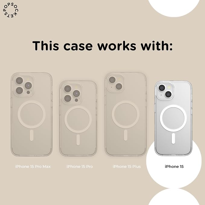 PopSockets iPhone 15 Phone Case with MagSafe, Wireless Charging Compatible, Neutral - Terra-Cotta