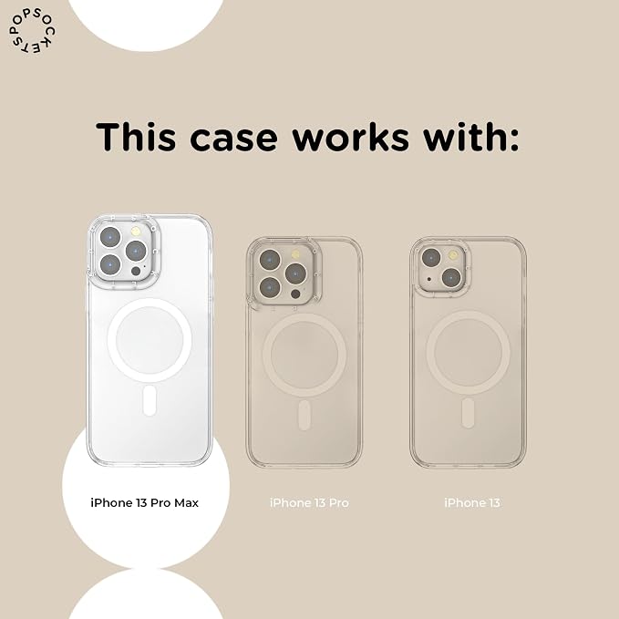 PopSockets iPhone 13 Pro Max Phone Case w/MagSafe- Amber | Magnetic, Wireless Charging, Camera & Drop Protection, Brown, Plain, Cream, Beige, Summer Spring