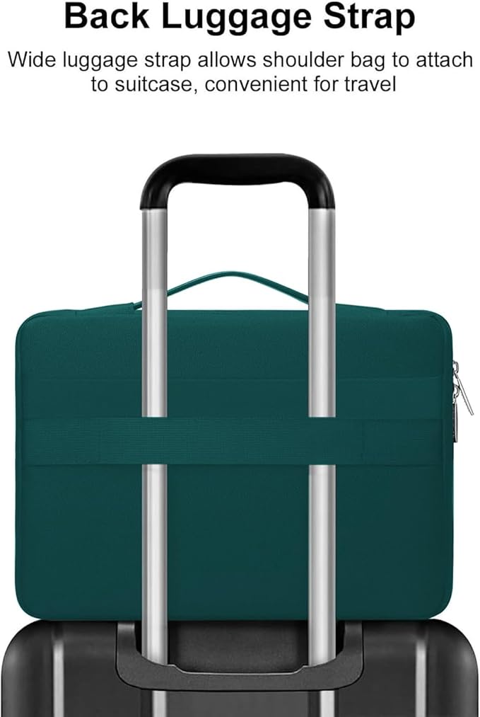 MOSISO 360 Protective Laptop Case 13.3 inch, 13-13.3 inch Laptop Sleeve Compatible with MacBook Air/Pro 13 / Pro 14, HP Dell ASUS Lenovo, Side Open Bag with 2 Raised&1 Flapover Pockets, Teal Green