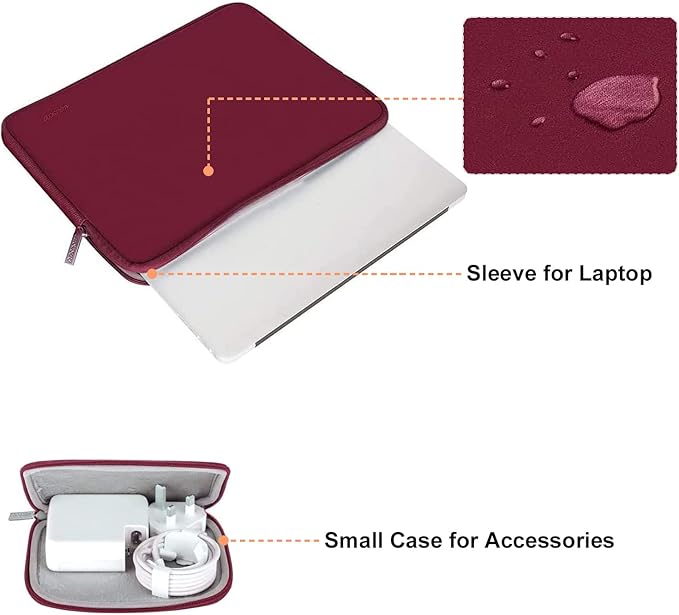 MOSISO Laptop Case 13 inch, 13 inch Laptop Sleeve Bag Compatible with MacBook Air 13 M4 M3 M2 M1 2025-2018 / Pro 13 M2 M1 2025-2016, Neoprene Computer Sleeve Bag with Small Case, Red
