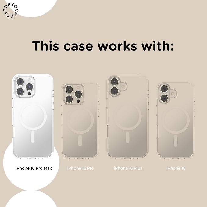 PopSockets iPhone 16 Pro Max Phone Case with MagSafe, Wireless Charging Compatible, Purple - Aura