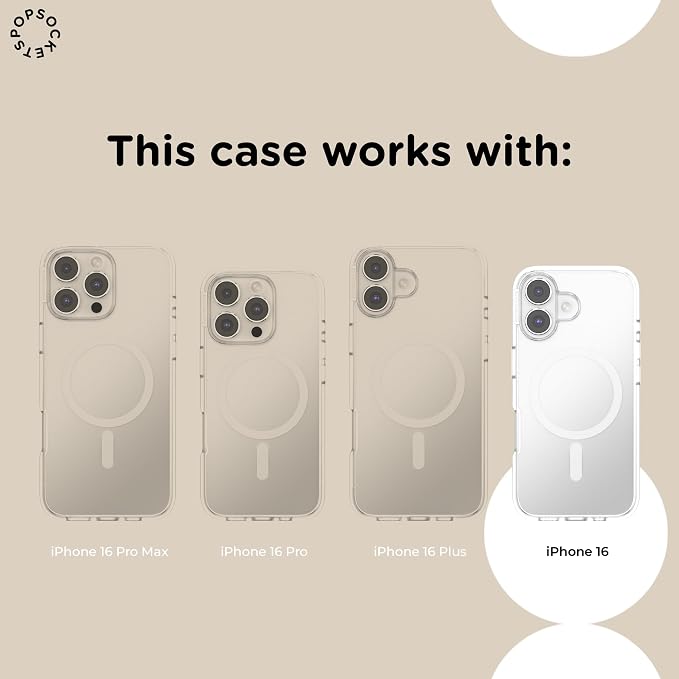 PopSockets iPhone 16 Phone Case with MagSafe, Wireless Charging Compatible, Bow - Bows & Blooms