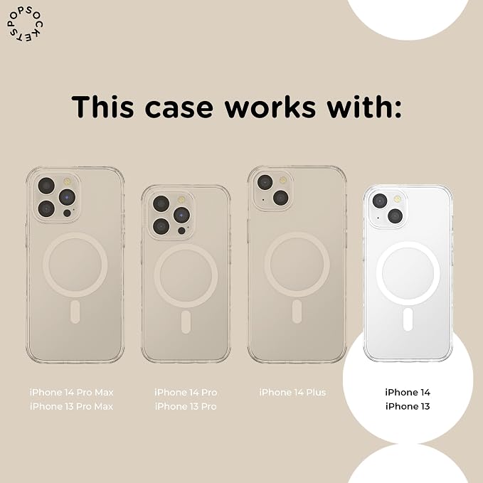 PopSockets iPhone 13 Phone Case with MagSafe- Floating Florals | Magnetic, Wireless Charging, Camera & Drop Protection, Hot Pink, Flower, Floral