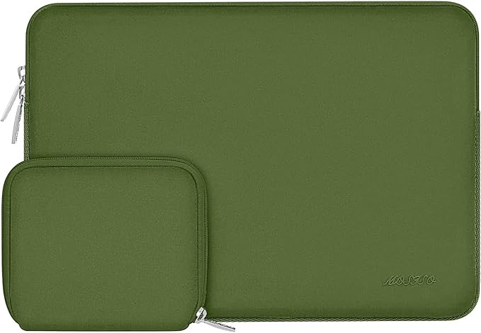 MOSISO Laptop Case 13.3 inch, 13-13.3 inch Laptop Sleeve Bag Compatible with MacBook Air/Pro 13 / Pro 14, HP Dell ASUS Lenovo Notebook, Neoprene Computer Sleeve Bag with Small Case, Army Green