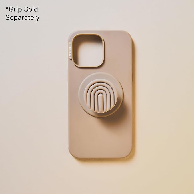 PopSockets iPhone 13 Pro Phone Case with MagSafe- Latte | Magnetic, Wireless Charging, Camera & Drop Protection, Brown, Plain, Cream, Beige, Summer Spring