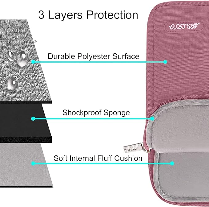 MOSISO Laptop Case 13.3 inch, 13-13.3 inch Laptop Sleeve Compatible with MacBook Air/Pro 13 / Pro 14, HP Dell ASUS Lenovo Notebook, Polyester Vertical Computer Sleeve Bag with Pocket, Dusty Rose