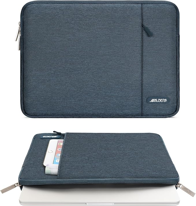 MOSISO Laptop Case 13.3 inch, 13-13.3 inch Laptop Sleeve Compatible with MacBook Air/Pro 13 / Pro 14, HP Dell ASUS Lenovo Notebook, Polyester Vertical Computer Sleeve Bag with Pocket, Haze Blue